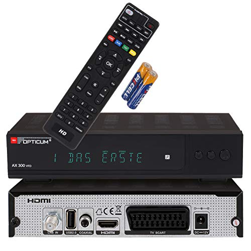 RED OPTICUM AX 300 VFD Sat Receiver mit PVR I Digitaler Satelliten-Receiver HD mit alphanumerischem Display - DVB-S2 - HDMI - SCART - USB 2.0 - Coaxial Audio I 12V Netzteil ideal für Camping von RED OPTICUM