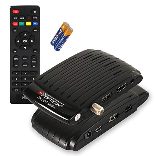 RED OPTICUM AX 300 Mini Sat Receiver - Digitaler Satelliten-Receiver HD - externer IR Sensor mit LED Display - HDMI - USB - 12V Netzteil ideal für Camping von RED OPTICUM