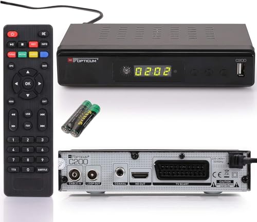 RED OPTICUM C200 HD Kabelreceiver I Digitaler Kabel-Receiver HD mit LED-Display - EPG - HDMI - USB - SCART - Coaxial Audio I Stromsparender Receiver für Kabelfernsehen I DVB-C Receiver schwarz von RED OPTICUM