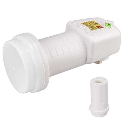 RED OPTICUM Easyfind LNB Single I Hitze- & kältebeständiger Digital-LNB 1-fach mit integrierter Satfinder LED inkl. Wetterschutztülle I Full HD - 3D - UHD - 4K Ready I Sat-LNB für 1 Teilnehmer von RED OPTICUM