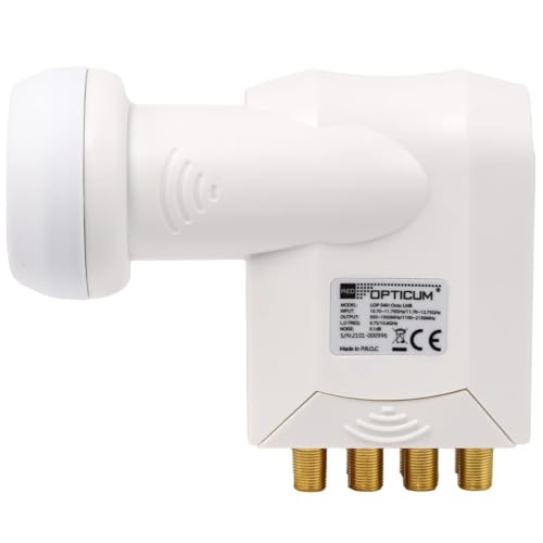 RED OPTICUM LOP 04H Octo LNB I Digital-LNB 8-fach mit nur 0.1dB Rauschmaß und ausziehbarem Wetterschutz I Full HD - 3D - UHD - 4K Ready I Sat-LNB für 8 Teilnehmer zum Direktanschluss von RED OPTICUM