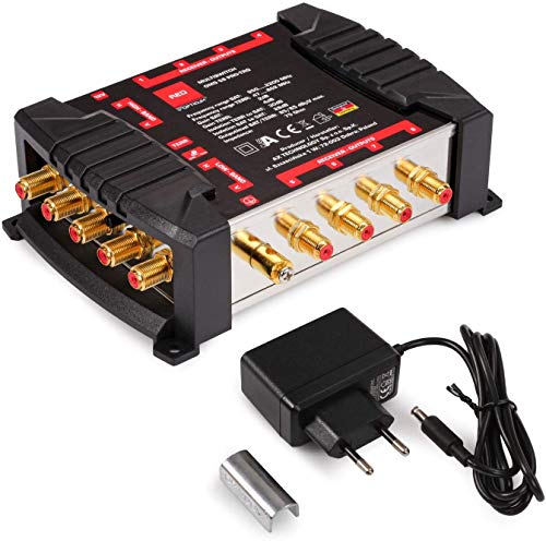 RED OPTICUM OMS 5-8 PRO TRQ - 8 Teilnehmer - Sat Verteiler 1 Satellit für 8 Teilnehmer mit vergoldeten Kontakten - 3D UHD 4K Ready - Sat Multiswitch geeignet für Quattro & Quad LNB von RED OPTICUM