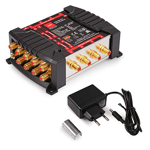 RED OPTICUM OMS 9-8 PRO TR - 8 Teilnehmer - Sat Verteiler 2 Satelliten an bis zu 8 Teilnehmer mit vergoldeten Kontakten - 3D UHD 4K Ready - Multiswitch Quattro LNB geeignet von RED OPTICUM