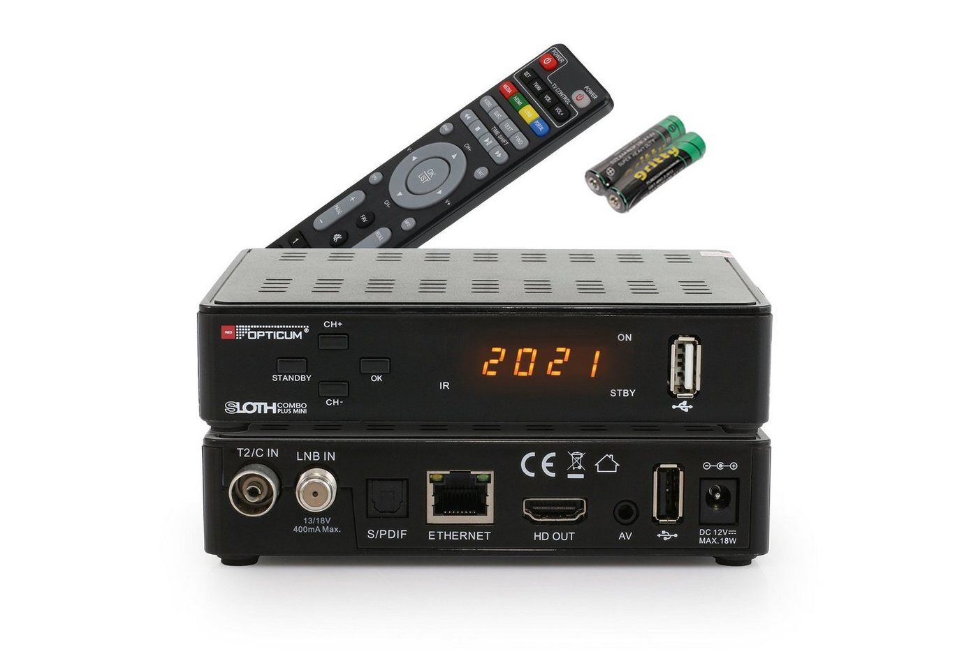 RED OPTICUM Sloth Combo Plus Mini Full HD SAT-Receiver (DVB-C DVB-T2 & DVB-S2 Receiver mit Aufnahmefunktion, HDMI, USB) von RED OPTICUM