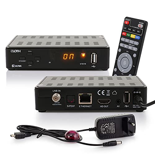 RED OPTICUM Sloth S1 Ultra Sat Receiver mit PVR I Digitaler Satelliten-Receiver HD 1080p - HDMI - LAN - USB - Coaxial Audio I 12V Netzteil ideal für Camping I Receiver für Satellitenschüssel von RED OPTICUM