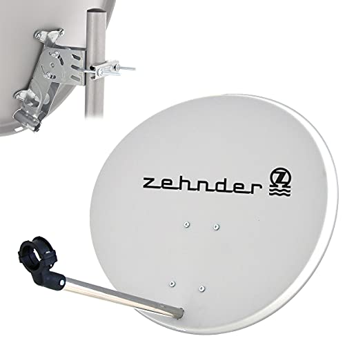 Zehnder 60cm Spiegel Satelliten Schüssel Antenne Stahl | HD Digital SAT Anlage hellgrau | DVB-S/S2 Full HDTV 3D 4K Ultra HD UHD Empfang von RED OPTICUM