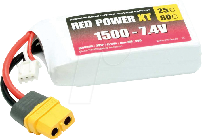 RD XT 1500 S2 - Akku-Pack, Li-Polymer, 7,4 V, 1500 mAh von RED POWER