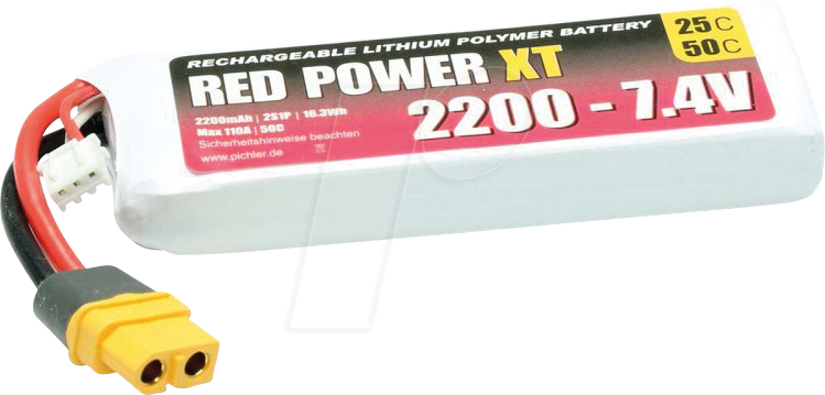 RD XT 2200 S2 - Akku-Pack, Li-Polymer, 7,4 V, 2200 mAh von RED POWER