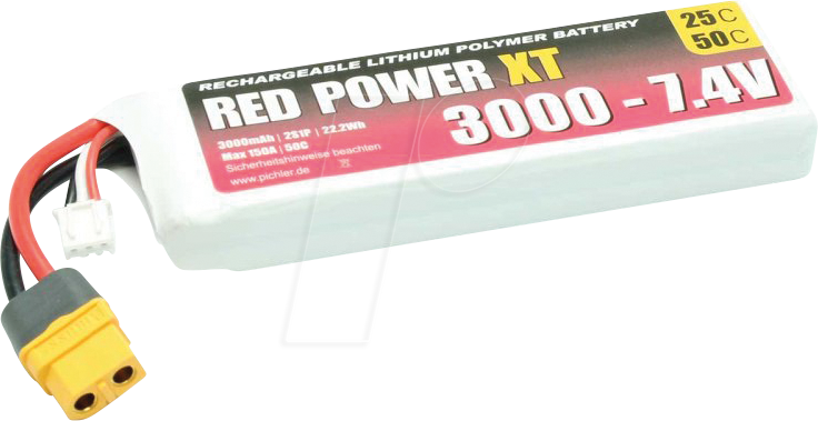 RD XT 3000 S2 - Akku-Pack, Li-Polymer, 7,4 V, 3000 mAh von RED POWER