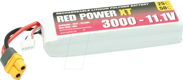 RD XT 3000 S3 - Akku-Pack, Li-Polymer, 11,1 V, 3000 mAh von RED POWER