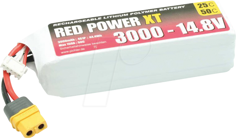 RD XT 3000 S4 - Akku-Pack, Li-Polymer, 14,8 V, 3000 mAh von RED POWER