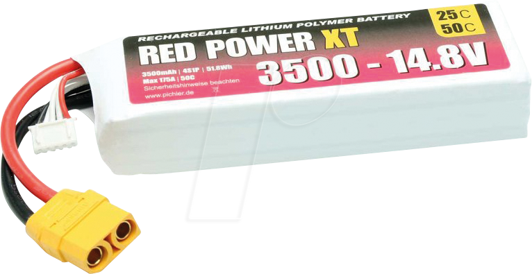 RD XT 3500 S4 - Akku-Pack, Li-Polymer, 14,8 V, 3500 mAh von RED POWER