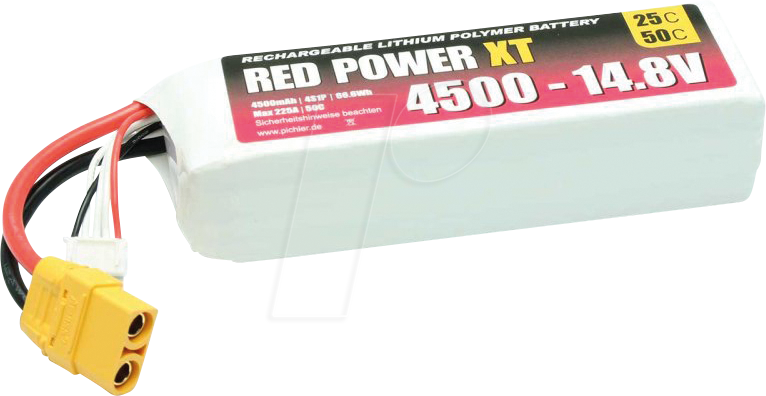 RD XT 4500 S4 - Akku-Pack, Li-Polymer, 14,8 V, 4500 mAh von RED POWER