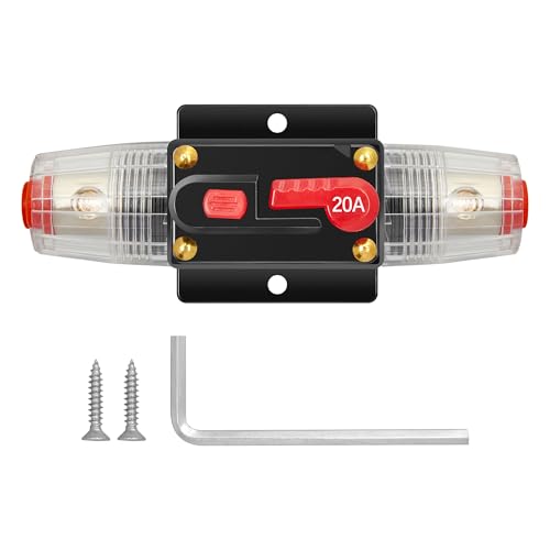 RED WOLF 20A Schutzschalter Auto Sicherungshalter mit Manuellem Reset 20 Ampere für Autoradio Video Motor Boot Lkw Kfz Wasserdicht Inline-Leistungsschalter 12V-48V DC von RED WOLF