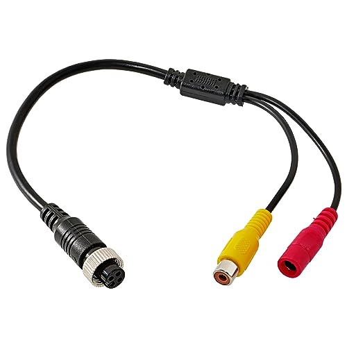 RED WOLF 4 PIN auf RCA Cinch (A/V) Adapter Rückfahrkamera Stecker DC Netzanschluss RCA Cinch Adapterkabel 4 polig auf RCA Monitor Display Bildschirm Kameraadapter von RED WOLF