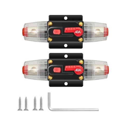RED WOLF 40A Schutzschalter Auto Sicherungshalter mit Manuellem Reset 40 Ampere für Autoradio Video Motor Boot Kfz Lkw Leistungsschutzschalter Wasserdicht Fuse Holder 12V-48V DC (2 Stück) von RED WOLF