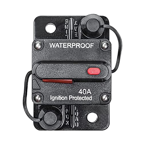 RED WOLF 40A Schutzschalter Sicherungshalter mit Manuelles Reset für Auto Boot LKW Wohnmobile Audio 40 Ampere kfz Leistungsschalter 12V 24V 48V DC Sicherungsautomat von RED WOLF