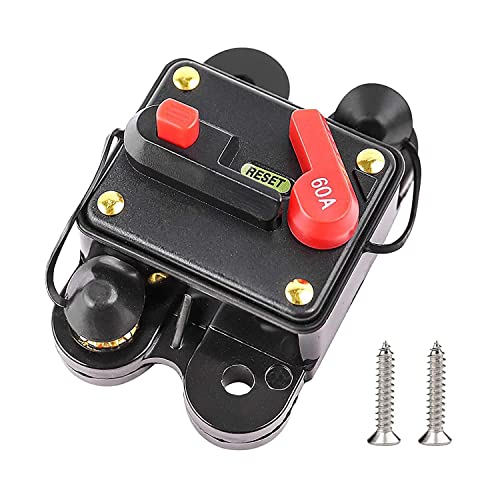 RED WOLF 60A kfz Sicherungshalter Schutzschalter DC 12-48V Leistungsschalter für Auto Boot LKW RV Wohnmobile Audio Sichreung mit Reset 60 Ampere Sicherungsautomat von RED WOLF