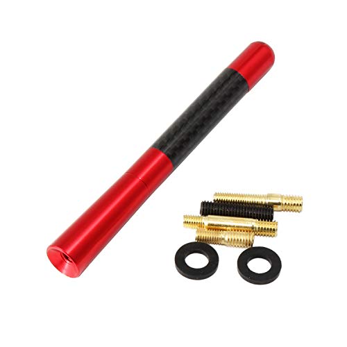 RED WOLF Auto Antenne Kurz Sport Kfz FM AM Radio Empfang Dachtantenne Stabantenne 4,7 Inch 12cm Universal für VW Audi Toyota Nissan Honda Ford Ersatz Antenne (Rot) von RED WOLF