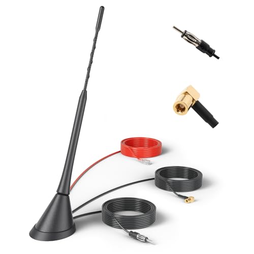 RED WOLF Autoantenne DAB Antenne mit 5 m Verlängerungskabel Dachantenne FM AM DIN Male Auto Radio Antenne SMB Adapter Booster Verstärker für FM AM Radio Blaupunkt Sony Pioneer von RED WOLF