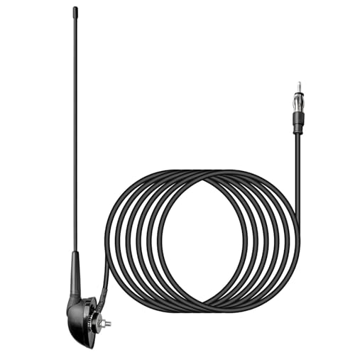 RED WOLF Autoantenne für VW Peugeot Citroen Opel FIAT, Auto Antennenfuß mit FM AM Autoradio Antenne 16 Zoll, Seitenantenne mit 2m Verlängerungskabel für Kfz LKW Stereo Radio Dachantenne von RED WOLF