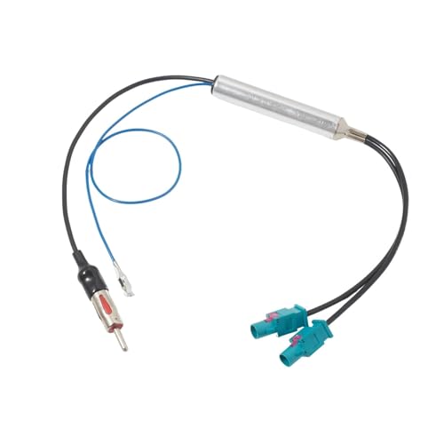 RED WOLF Doppel Fakra Antennenadapter Dual Fakra Splitter auf Din Stecker für Aftermarket FM AM Autoradio Antenne Adapterkabel mit Verstärker von RED WOLF