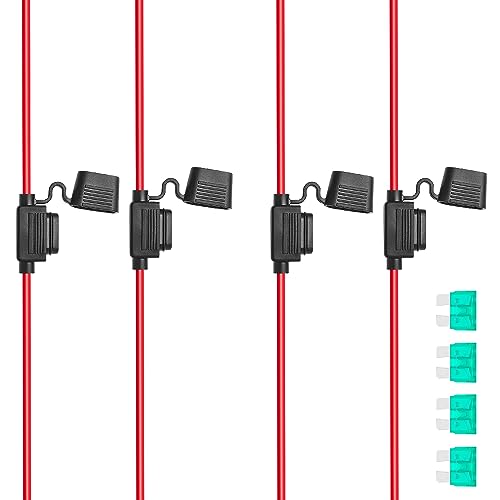 RED WOLF Flachsicherungshalter Sicherungshalter mit 30A ATO ATC Sicherungen Standard Flachsicherung Dracht Inline Universell einsetzbar 4 mm² 12 AWG max. 30A Menge-4 von RED WOLF