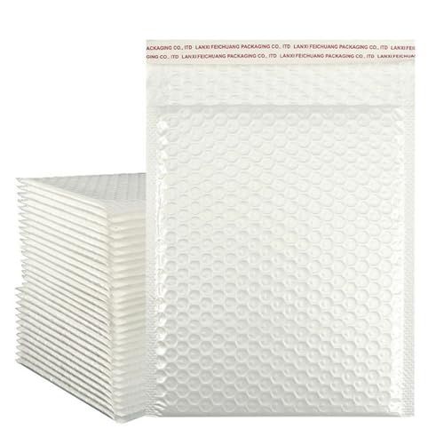 10 Stück Luftpolstertaschen, gepolsterte Umschläge, Verpackungsbeutel für geschäftliche Luftpolstertaschen, Versandverpackung, Druckverschlussbeutel, Weiß, 25 x 30 cm von REDAEL