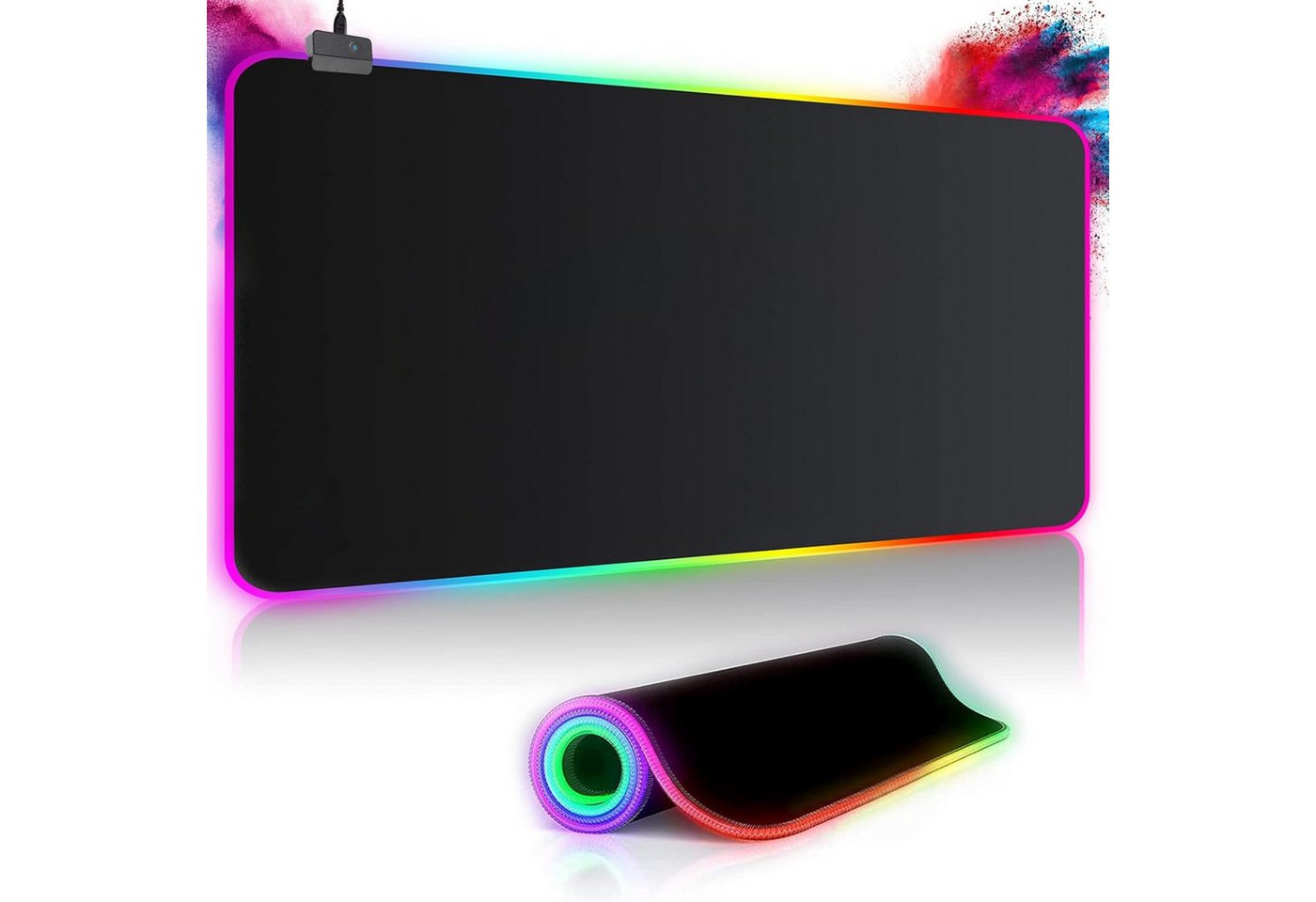 REDOM Gaming Mauspad RGB Mousepad Mausmatte Tischunterlage Rechteckig 800x300mm Schwarz (1-St., mit 14 Beleuchtungs Modi 7 LED Farben Wasserdicht Anti Rutsch), für Computer PC Professionelle Gamer von REDOM