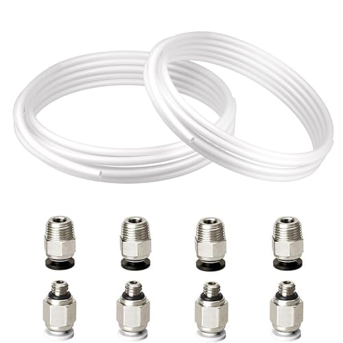 Redrex 2 Stück 2m PTFE-Schlauch 3D-Drucker ID2mm OD4mm mit 4 PC4-M6 4 PC4-M10 Pneumatik-Anschlussstücke für Reprap 3D-Drucker 1.75mm Bowden Hotend von REDREX