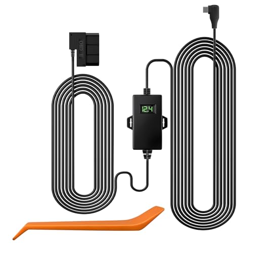 REDTIGER Dashcam-OBD-Hardwire-Kit, Stromkabel, Typ USB-C-Anschluss, 3 m, 12–24 V auf 5 V, für Dash-Kamera F7N/F7NP, Niederspannungsschutz von REDTIGER