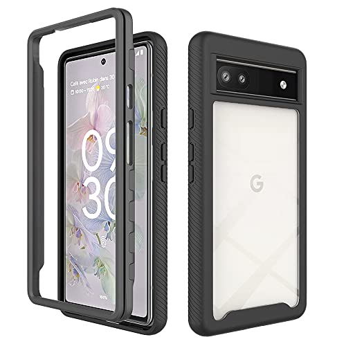 REEKIL Google Pixel 6a Hülle, 360° Grad vollschutz Stoßfest Handyhülle Transparent Robust Bumper Case Handyhülle für Google Pixel 6a Schwarz von REEKIL