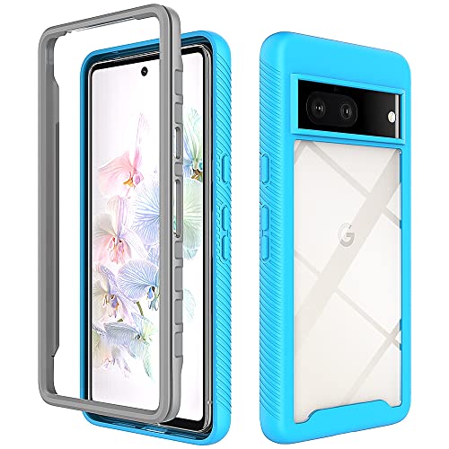 REEKIL Google Pixel 7 Hülle, 360° Grad vollschutz Stoßfest Handyhülle Transparent Robust Bumper Case Handyhülle für Google Pixel 7 Hellblau von REEKIL