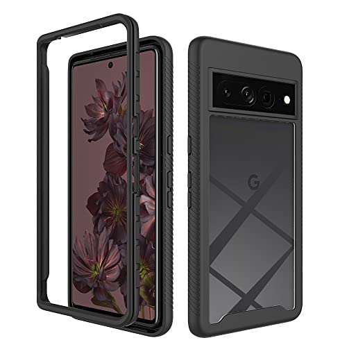 REEKIL Google Pixel 7 Pro Hülle, 360° Grad vollschutz Stoßfest Handyhülle Transparent Robust Bumper Case Handyhülle für Google Pixel 7 Pro Schwarz von REEKIL