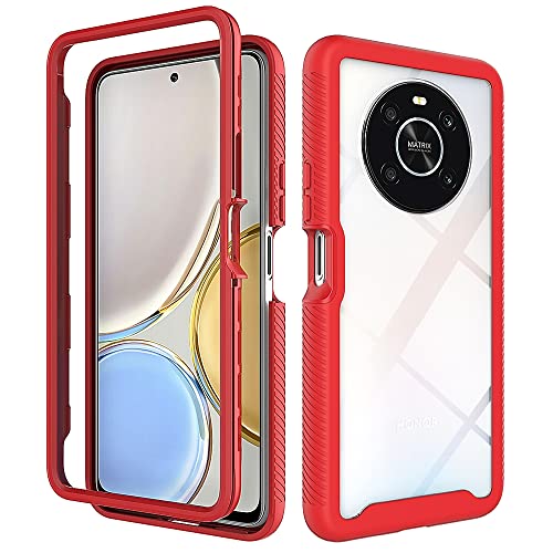 REEKIL Honor Magic 4 Lite/Honor X9 4G/5G Hülle, 360° Grad vollschutz Stoßfest Handyhülle Transparent Robust Bumper Case Handyhülle für Honor Magic 4 Lite/Honor X9 4G/5G rot von REEKIL