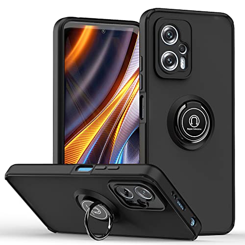 REEKIL Kompatibel mit Xiaomi Poco X4 GT Hülle, HandyHülle Mit 360 Grad Ring Ständer [ TPU + PC ], Stoßfest Rundumschutz Handyhülle für Xiaomi Poco X4 GT Case - Schwarz von REEKIL