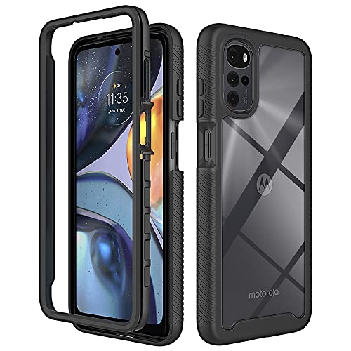 REEKIL Motorola Moto E32/E32S/G22 Hülle, 360° Grad vollschutz Stoßfest Handyhülle Transparent Robust Bumper Case Handyhülle für Motorola Moto E32/E32S/G22 Schwarz von REEKIL