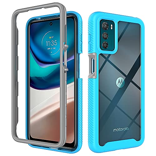 REEKIL Motorola Moto G42 Hülle, 360° Grad vollschutz Stoßfest Handyhülle Transparent Robust Bumper Case Handyhülle für Motorola Moto G42 Hellblau von REEKIL