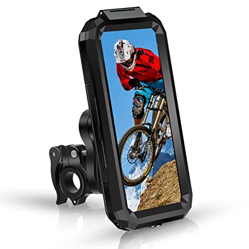 Handyhalterung Fahrrad Wasserdicht Universal Motorrad Handyhalterung (Schnelle Demontage) Scooter Smartphone Handyhalter 360° Drehbarer Lenker Handy Halterung für 5,5-6,8 Zoll Smartphone(L von REETEE