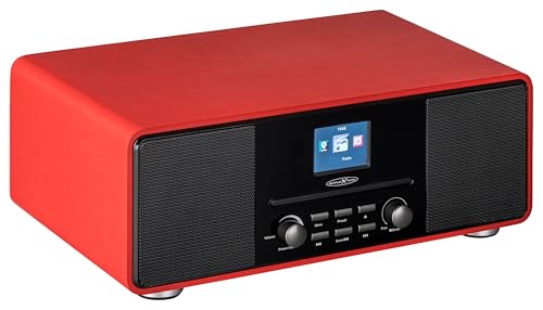 REFLEXION DAB-Radio mit CD-Player und Radiowecker (UKW, DAB, DAB+, Bluetooth, AUX-Eingang, Kopfhöreranschluss, Fernbedienung), rot HRA19DAB/RD von REFLEXION