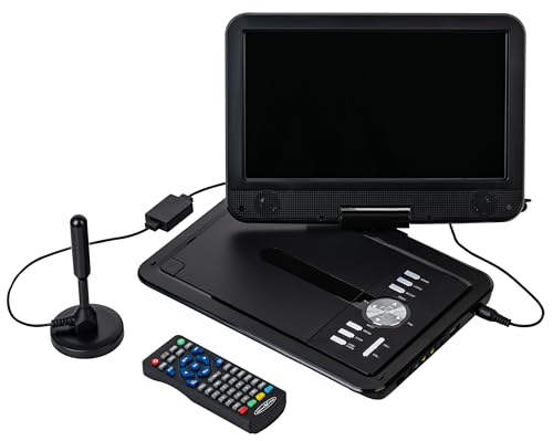 REFLEXION DVD1025 Tragbarer Portabler DVD-Player & DVB-T2 HD Tuner (TV), 10.1” (25,60 cm) TFT/LCD-Bildschirm, integrierter Akku, 12V Auto Adpater, PVR-Aufzeichnung von REFLEXION