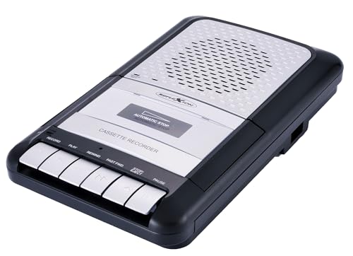Reflexion CCR8014, Tragbarer Kassettenrecorder mit One Touch Aufnahme, AUX-IN, Kopfhöreranschluss, Mikrofonanschluss (23,5 x 14 x 5cm), Schwarz von REFLEXION