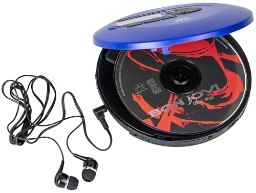 Reflexion CD/MP3 Player - Perfekt für Reisen, mit langlebigem Akku + Mit Kopfhörern (blau) PPL-UKW Radio, Antishock-System, Hörbuchfunktion von REFLEXION