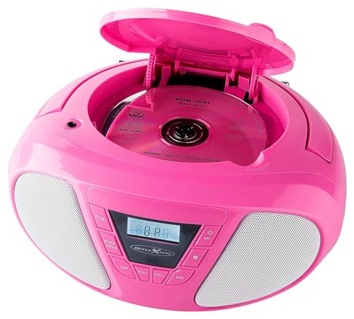 Reflexion CDR614PK, Tragbares CD-UKW-PLL-Stereo Radio (2x16 Watt max. Musikleistung), 3,5mm AUX-IN Anschluss, Programmier-Funktion (CD: 20 Tracks), Pink von REFLEXION