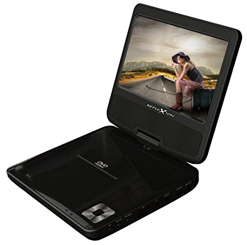 Reflexion DVD7002 Tragbarer DVD-Player (17, 8 cm (7 Zoll), Fernbedienung, LCD-Bildschirm 180 Grad, 12V Adapter, Kopfhörerausgang, Netzteil) Schwarz von REFLEXION