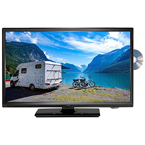 Reflexion LDDW220 Wide-Screen LED-Fernseher (22 Zoll) für Wohnmobile mit DVB-T2 HD, DVD-Player, Triple-Tuner und 12 Volt KFZ-Adapter (12 V/24 V, Full HD, HDMI, USB, EPG, CI+, DVB-T Antenne), Schwarz von REFLEXION