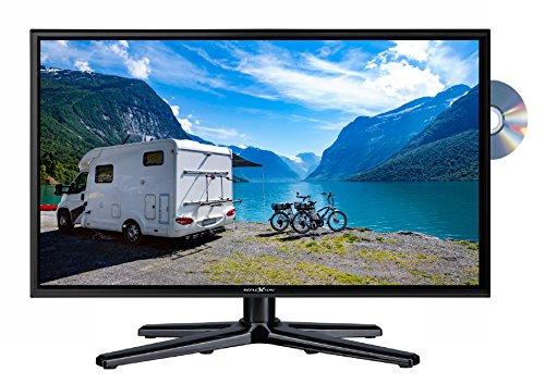 Reflexion LDDW22N Wide-Screen LED-Fernseher (22 Zoll) für Wohnmobile mit DVB-T2 HD, DVD-Player, Triple-Tuner und 12 Volt KFZ-Adapter (12 V/24 V, Full HD, HDMI, USB, EPG, CI+, DVB-T Antenne), Schwarz von REFLEXION
