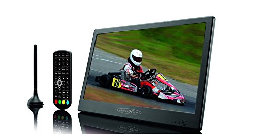 Reflexion LED1017 T2 HD Tragbarer 25,4 Cm (10 Zoll) LED-TV mit DVB-T2 Antenne, Fernbedienung, 12V Adapter, Netzteil, EPG, HDMI, schwarz von REFLEXION