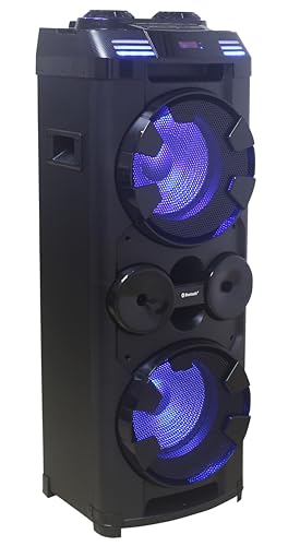 Reflexion PS20BT Jumbo DJ Karaoke PA-Anlage, mit Lichteffekten (Bluetooth, True Wireless Stereo, Radio, USB, AUX, Mikrofon, 1200 Watt), schwarz von REFLEXION