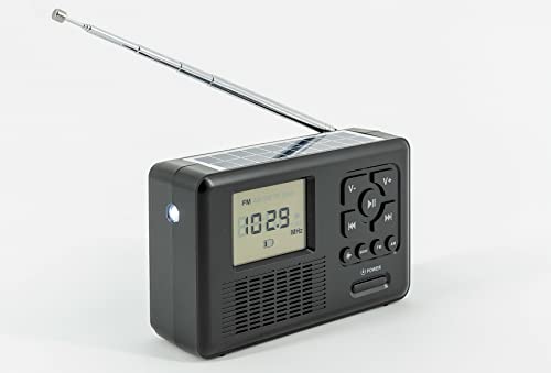 Reflexion TRA550 tragbares Kurbel-Radio mit Taschenlampe und Solar-Ladefunktion (Bluetooth, Dynamo, Solar, USB, Micro SD) schwarz von REFLEXION